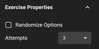 Exersise properties panel options